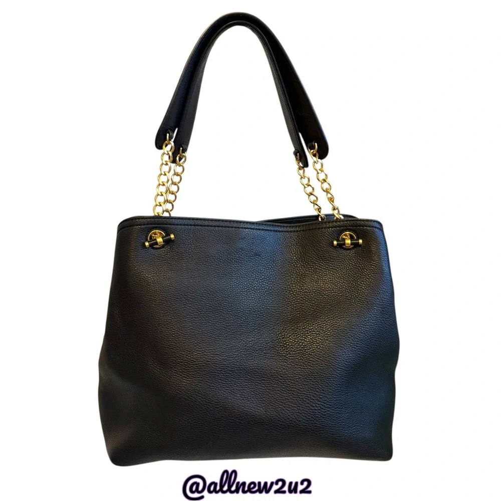 SALE! Tory Burch 2 Pc Chelsea Slouchy Leather Tote Wallet Pebble Leather